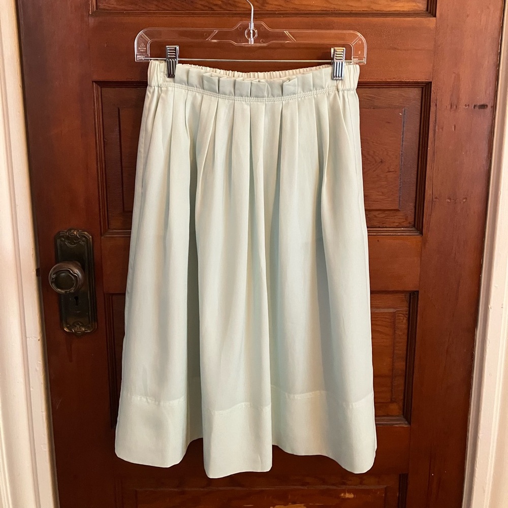 J Crew light green skirt pleated top elastic waisted